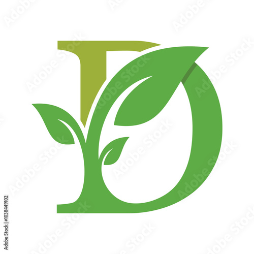 leaf design with a creative concept of the letter d combination