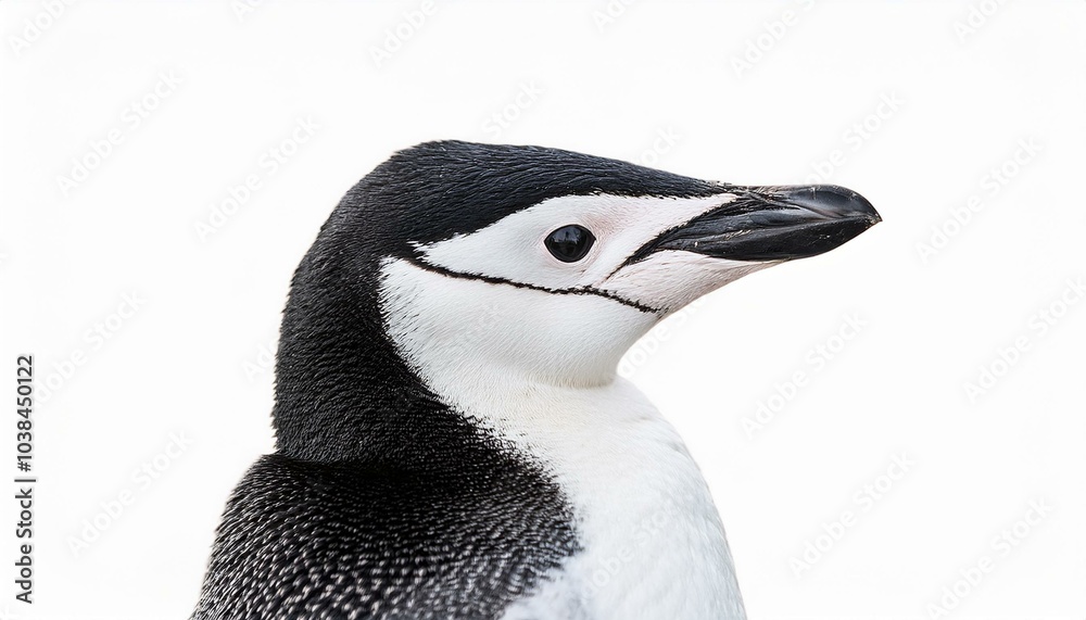 Obraz premium ヒゲペンギンのポートレート（Chinstrap Penguin portrait on white background） 