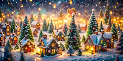 Wallpaper Mural A charming winter fairy village glistens with snow-covered cottages, twinkling lights, and an enchanting atmosphere, creating a magical scene that uplifts holiday cheer. Torontodigital.ca