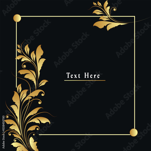 "Luxury Ornate Golden Floral Frame" with black background