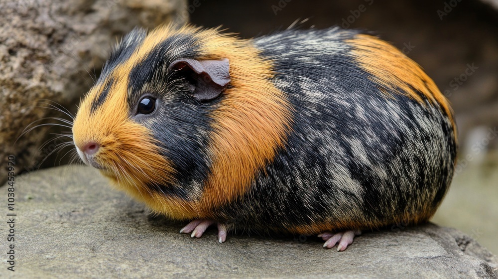 Cute Guinea Pig with Orange and Black Fur Cute Guinea Pig with Orange and Black Fur