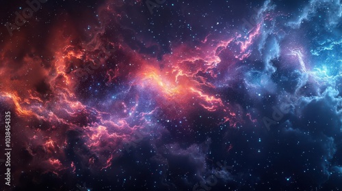 Abstract cosmic patterns with vibrant colors, space background, interstellar wonder
