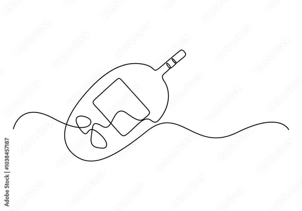 Obraz premium Continuous one line drawing of diabetes equipment's. Medical health care concept. Minimalistic art. Diabetic health concept vector illustration