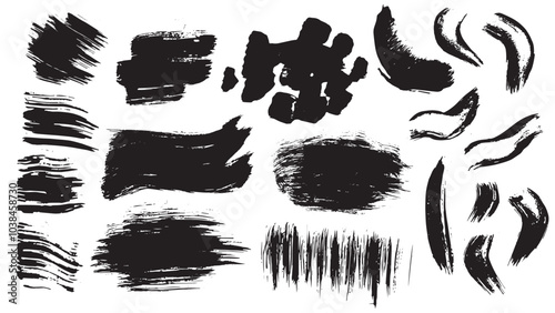 Wallpaper Mural Set of grunge black lines made in ink for design and decoration of banners and cards, grunge elements, set of text boxes, dirty texture banners, paintbrush collection, rectangles of different designs Torontodigital.ca