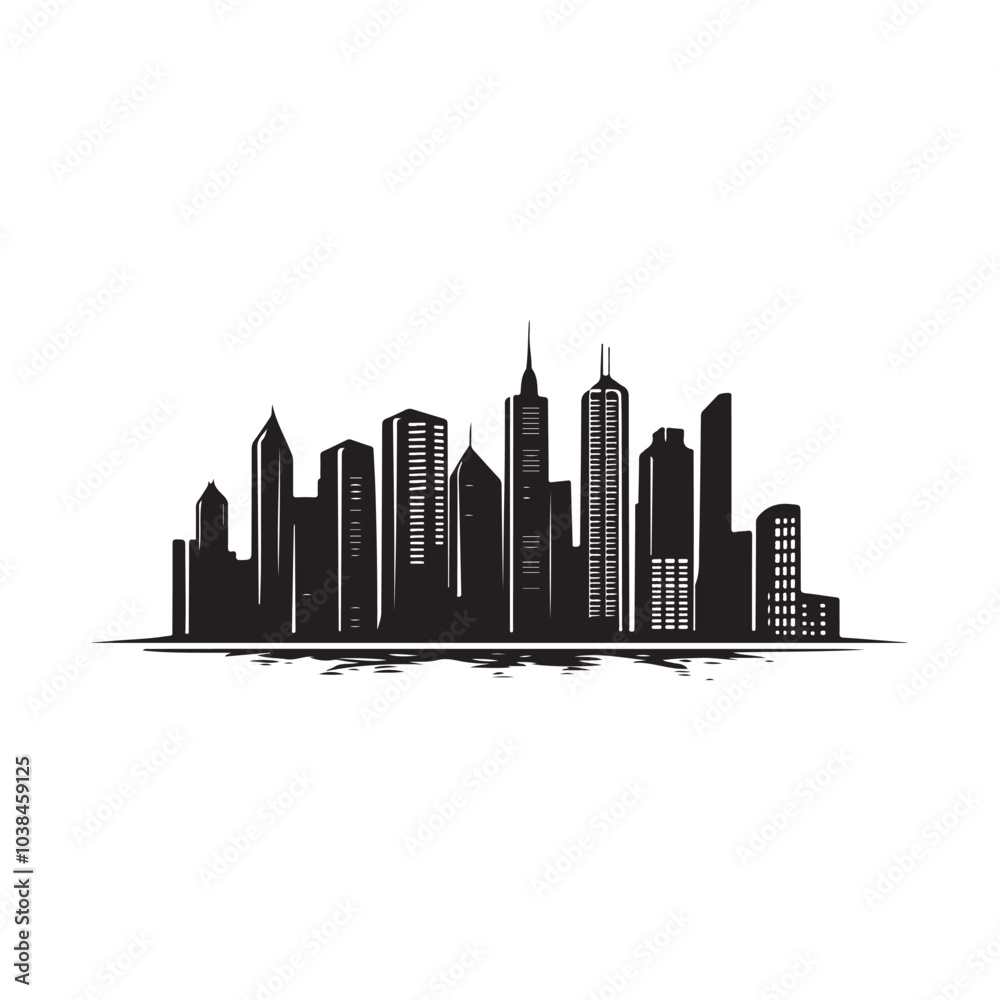 Naklejka premium vector of black City Skyline Silhouette