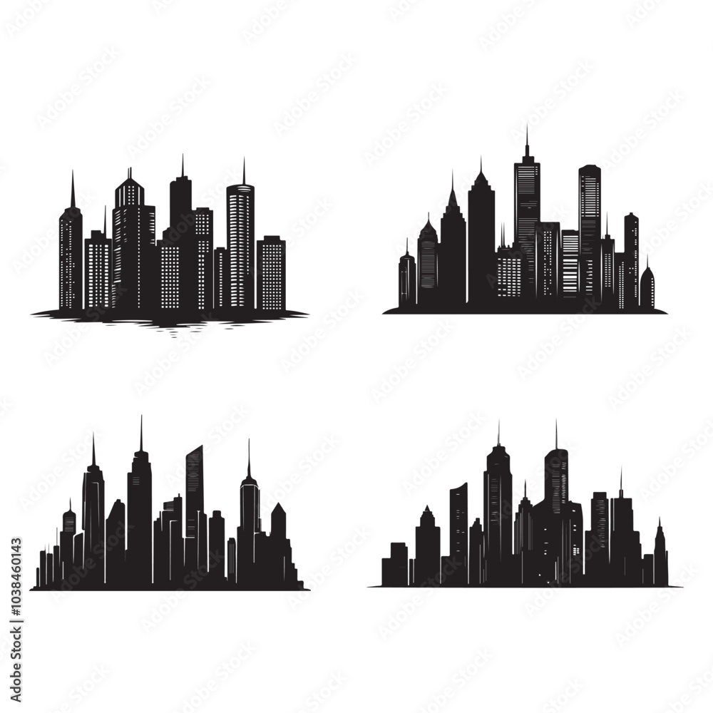 Fototapeta premium vector of black City Skyline Silhouette