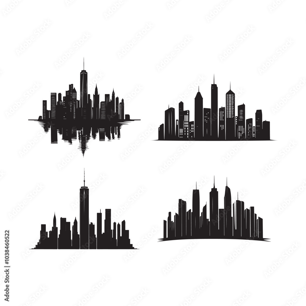 Fototapeta premium vector of black City Skyline Silhouette