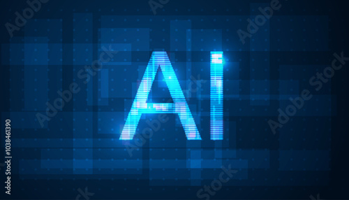 Blue background. AI innovation concept. Abstract digital background.