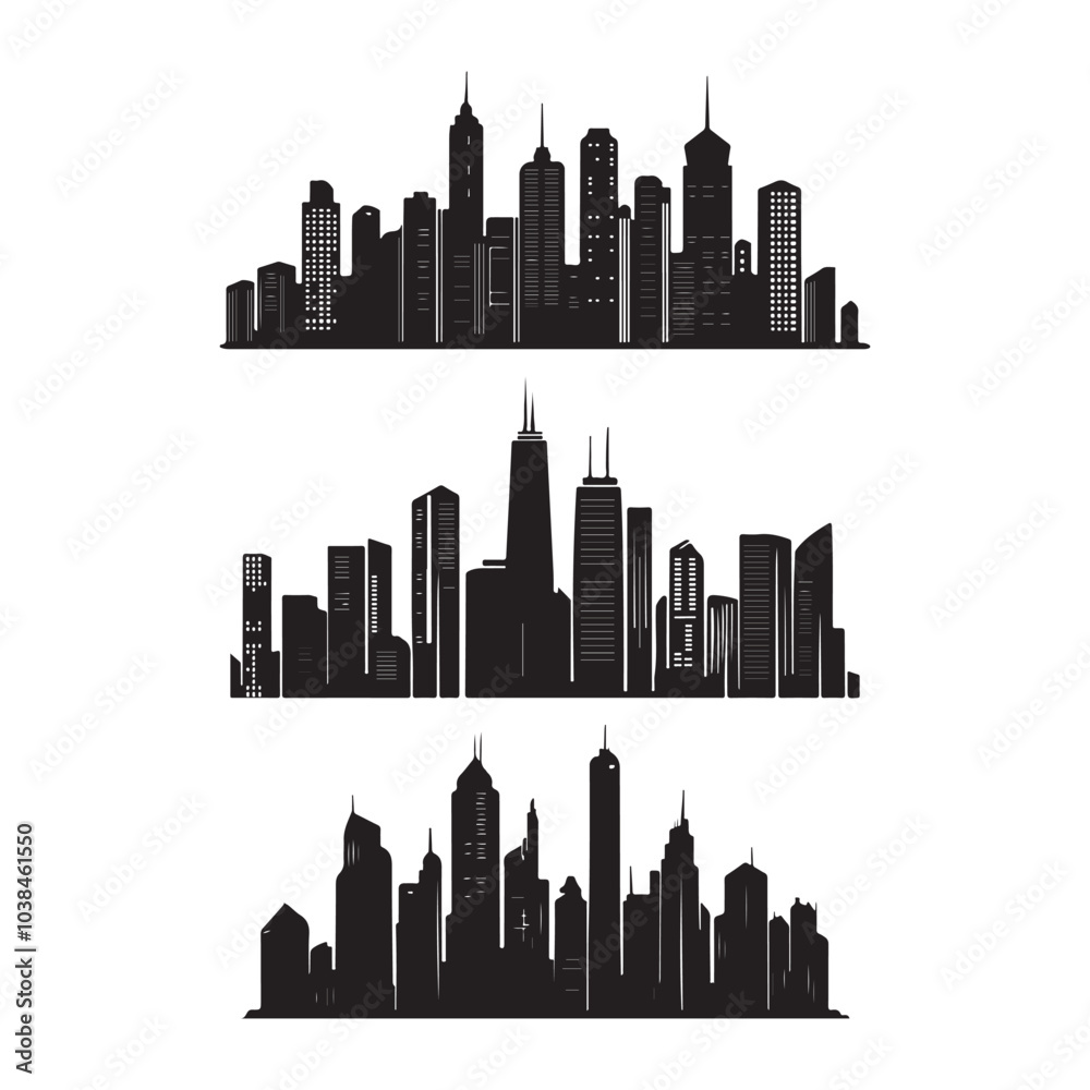 Naklejka premium vector of black City Skyline Silhouette