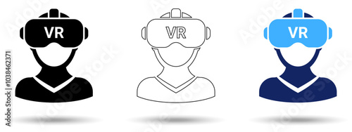 Virtual reality icon. Virtual reality icon on a white background, isolated. The icon has three uses in applications and websites. Vector illustration. Virtual reality icon on a white background.