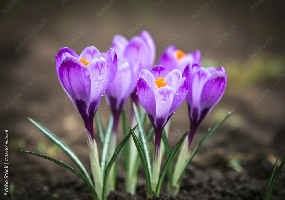 Vibrant purple crocuses in bloom - spring floral photography for nature inspiration Vibrant purple crocuses in bloom - spring floral photography for nature inspiration