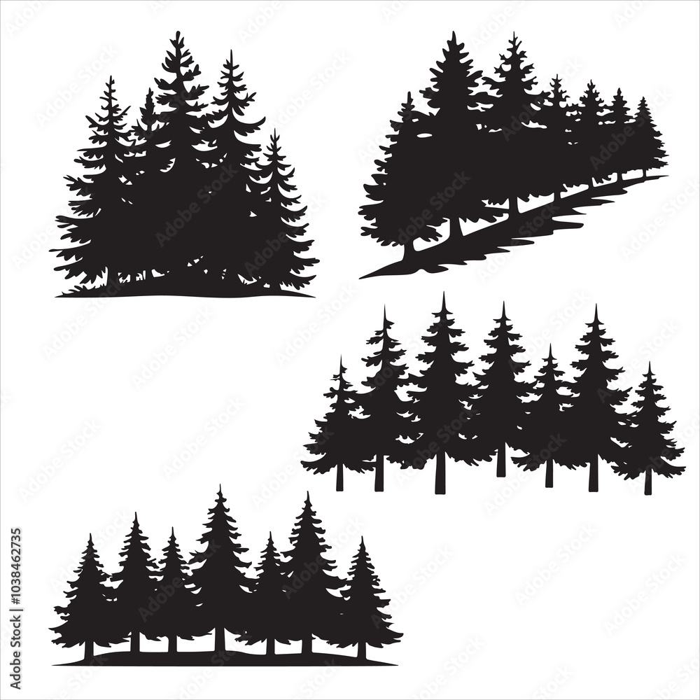 Obraz premium evergreen trees silhouette