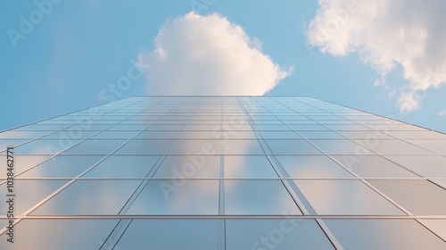 A tall building with a cloudy sky in the background