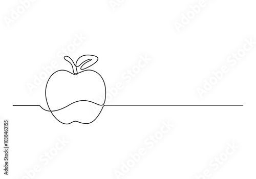 Apple continuous line drawing. Single line drawing of Apple fruits. Delicious fruits concept vector illustration