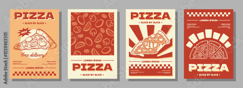 Vintage Pizza Poster Design Collection Featuring Classic Illustrations, Bold Typography, and Retro-Inspired Colors.
