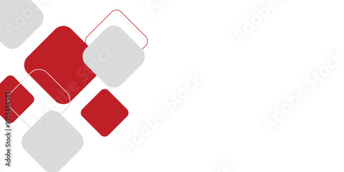 White background with abstract red grey square decoration. Vector illustration for modern presentation background,