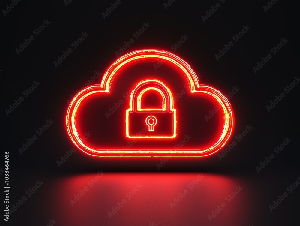 Secure cloud symbol, access request icon interaction, 3D illustration Secure cloud symbol, access request icon interaction, 3D illustration
