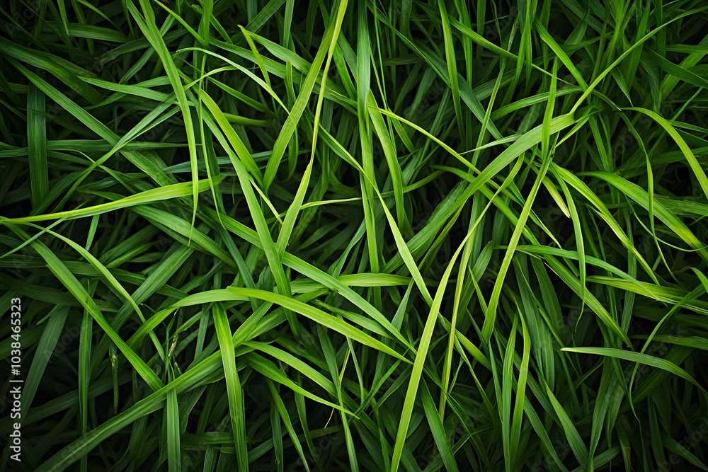 A close-up view of lush green grass blades creating a natural, vibrant texture. A close-up view of lush green grass blades creating a natural, vibrant texture.