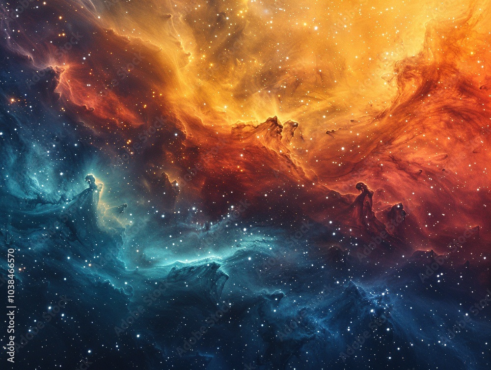A vibrant cosmic scene showcasing colorful nebulae and stars in a deep space environment. A vibrant cosmic scene showcasing colorful nebulae and stars in a deep space environment.