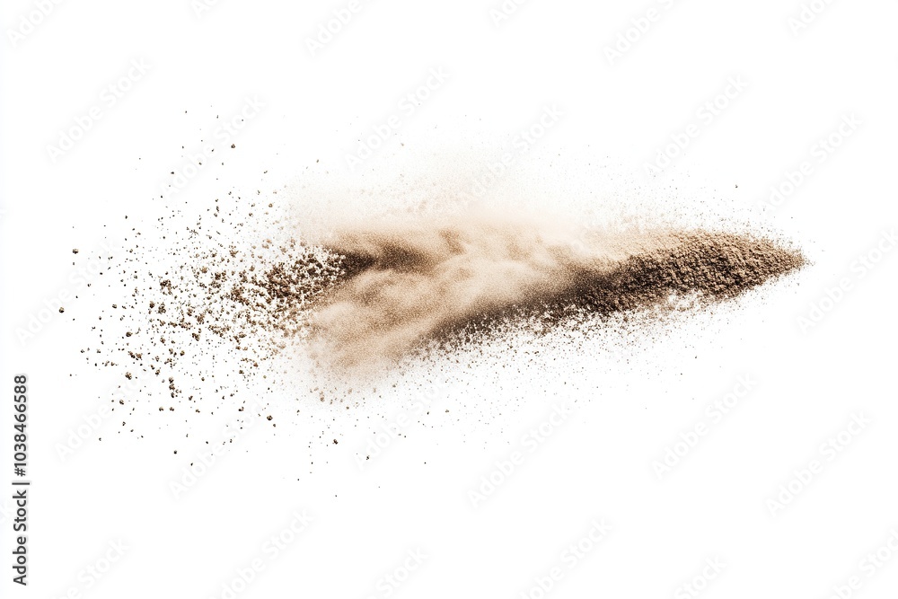 A small amount of powdery dust is scattered on the white background A small amount of powdery dust is scattered on the white background