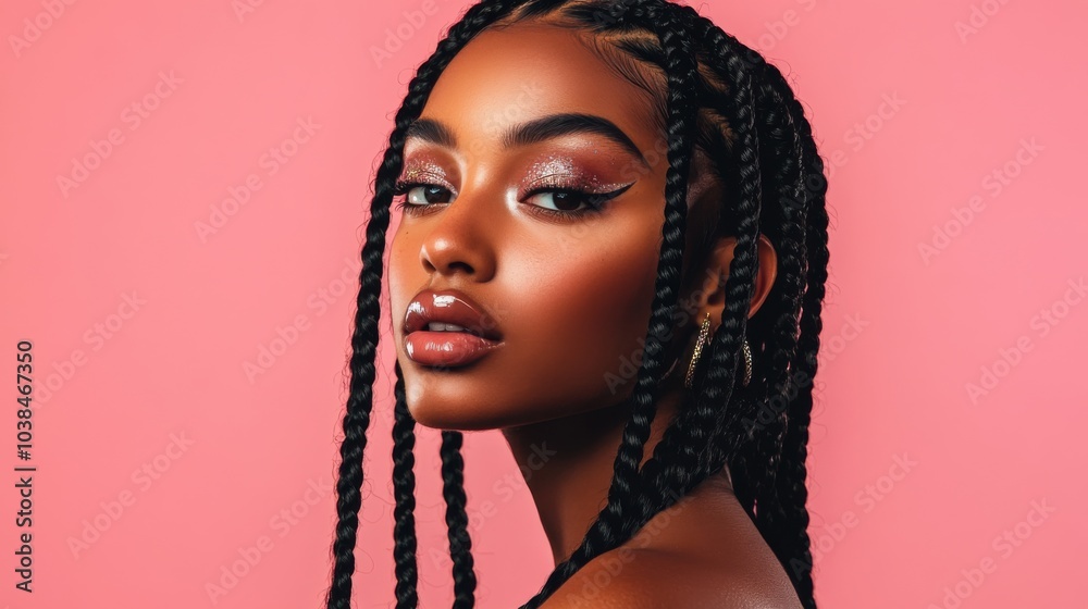 Young black woman against a vibrant, colorful background, radiating energy, fun, and carefree joy. Young black woman against a vibrant, colorful background, radiating energy, fun, and carefree joy.