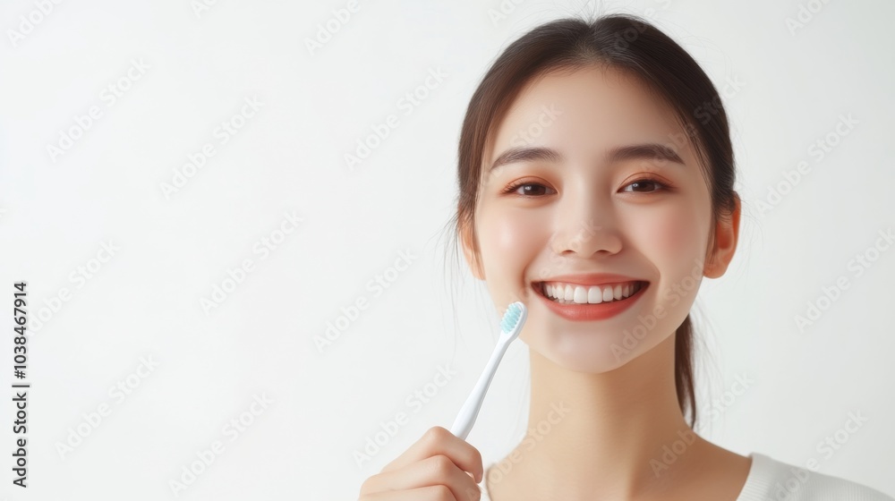Smiling Woman Holding Toothbrush - Dental Hygiene and Oral Care Smiling Woman Holding Toothbrush - Dental Hygiene and Oral Care