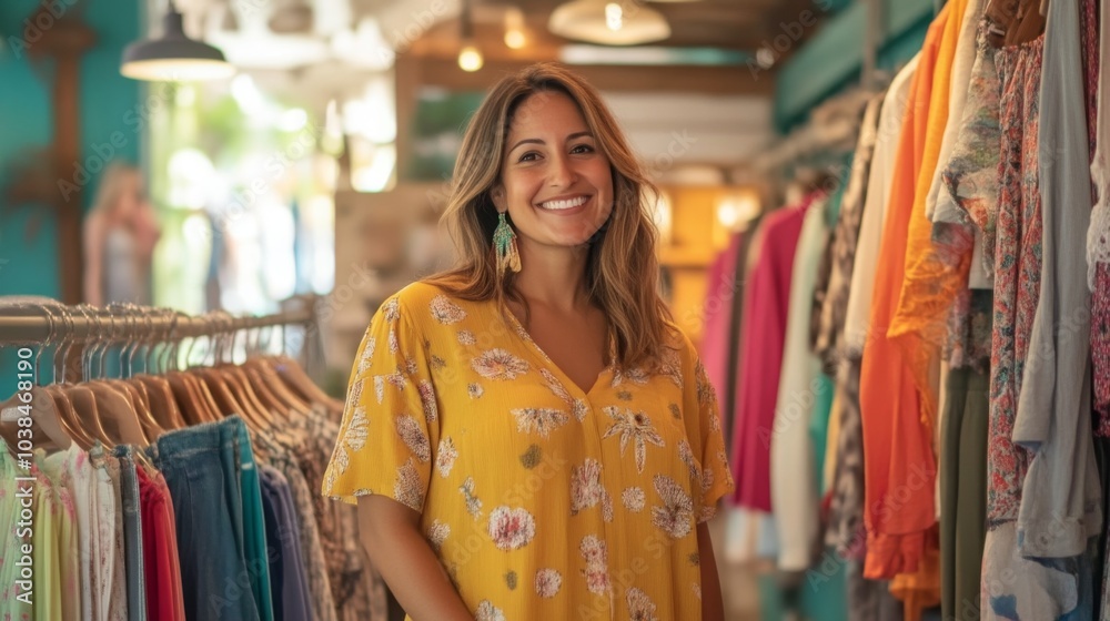 Smiling Woman Owning a Fashion Boutique Smiling Woman Owning a Fashion Boutique