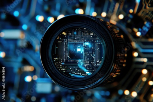 Wallpaper Mural Futuristic circuit board inside camera lens Torontodigital.ca