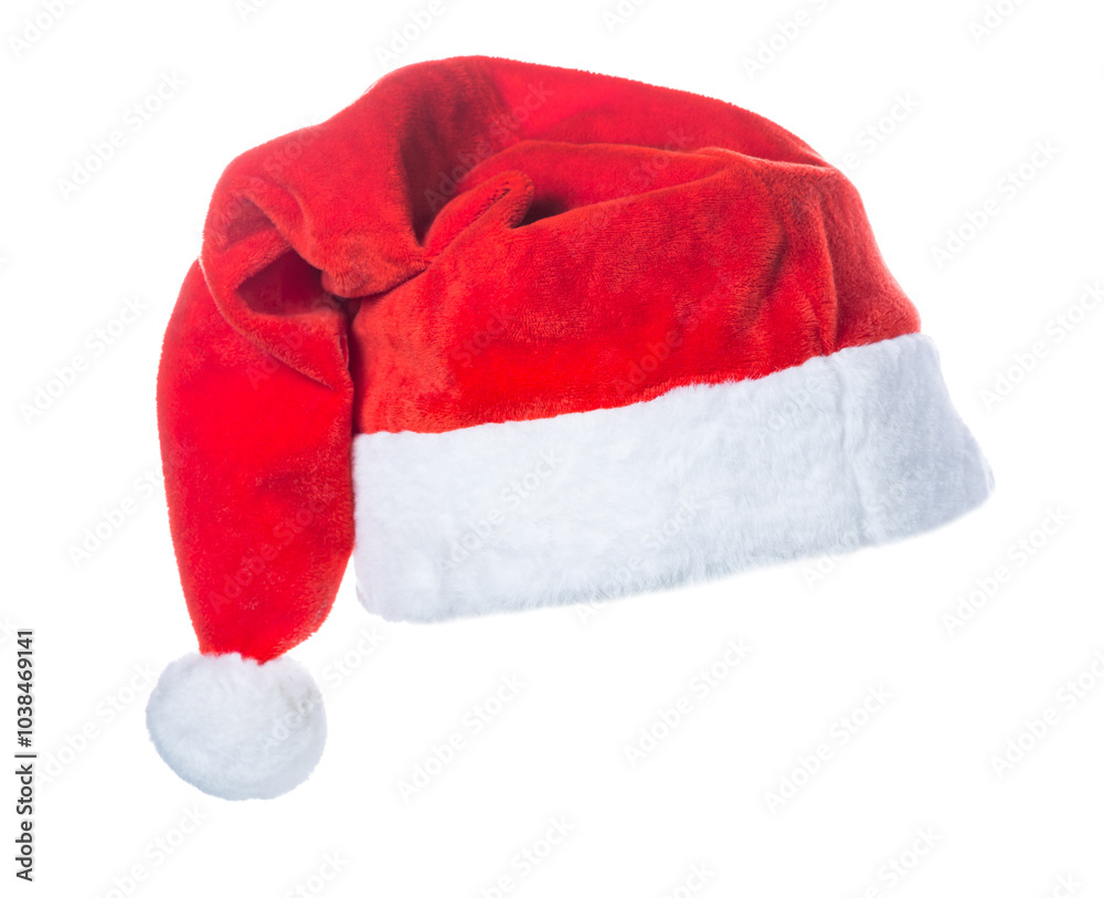 Christmas red Santa Claus hat isolated on white background. New year or Christmas symbol Christmas red Santa Claus hat isolated on white background. New year or Christmas symbol