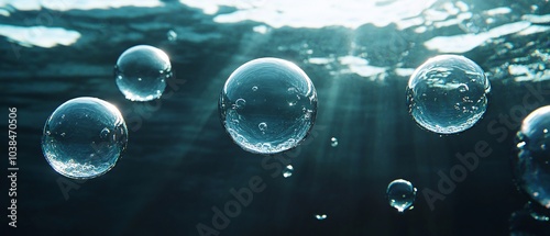 Wallpaper Mural Underwater bubbles floating through illuminated water, creating a tranquil scene with soft light rays and crystal clear reflections. Torontodigital.ca