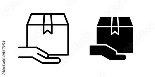 Icon of a hand receiving a package, representing product delivery and receipt.