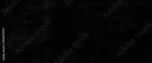 Vector black fabric jute hessian sackcloth canvas woven gauze texture.