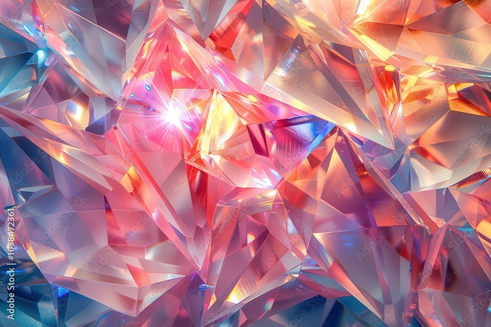 Abstract crystal patterns with geometric clarity, nature design, sparkling facets