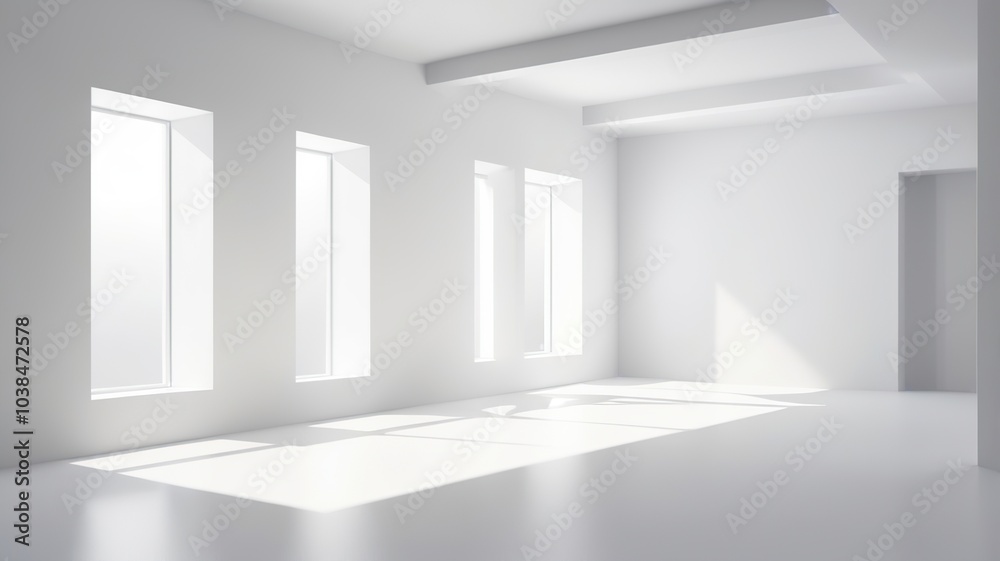 White Empty Room with Abstract Window Shadows White Empty Room with Abstract Window Shadows