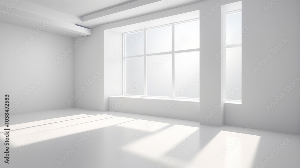White Empty Room with Abstract Window Shadows