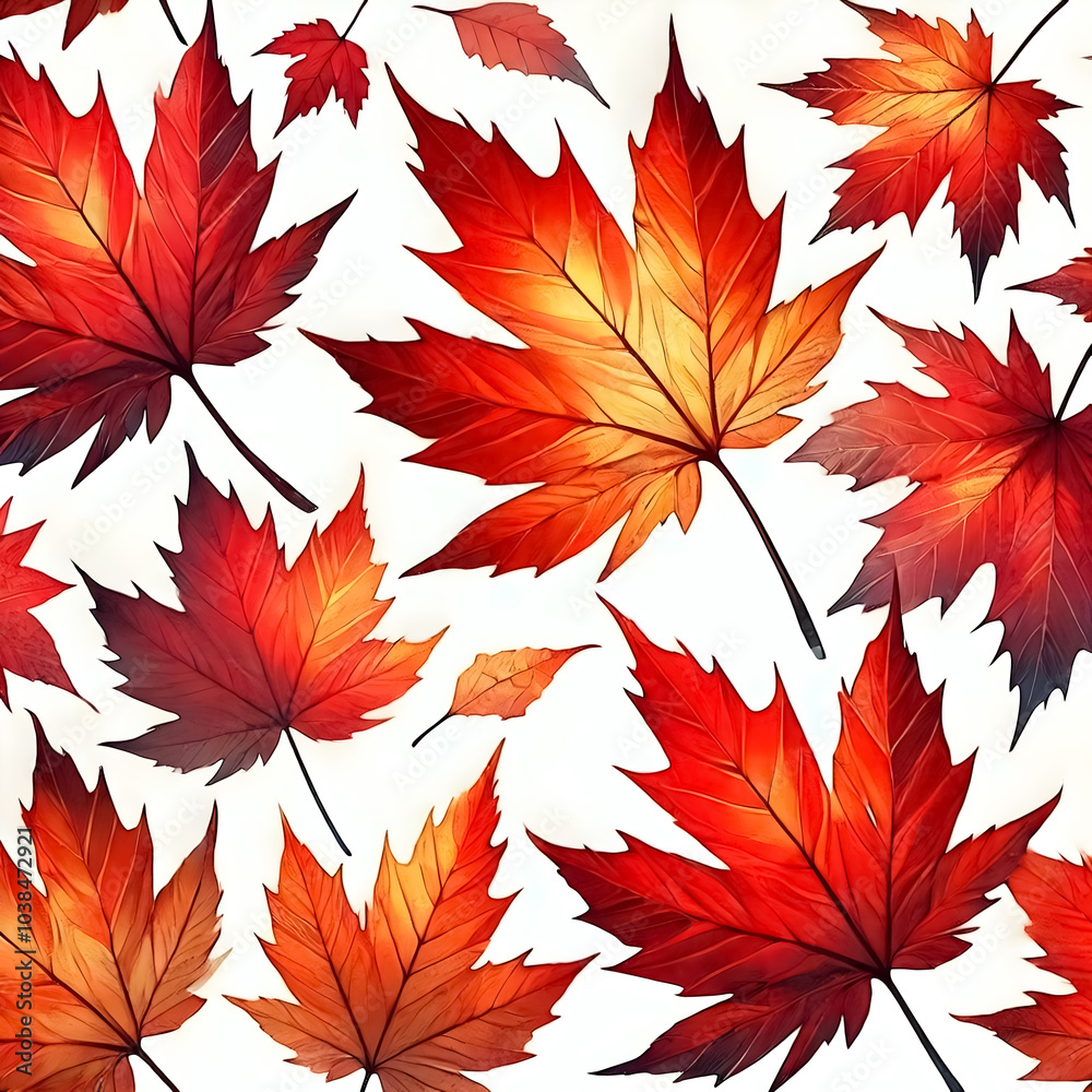 Bright red and orange maple leaves.