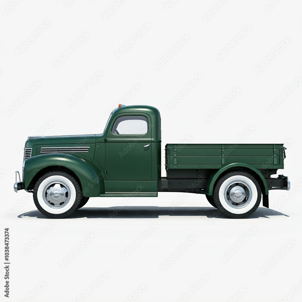 1940s pickup truck isolated on white background, side view 1940s pickup truck isolated on white background, side view