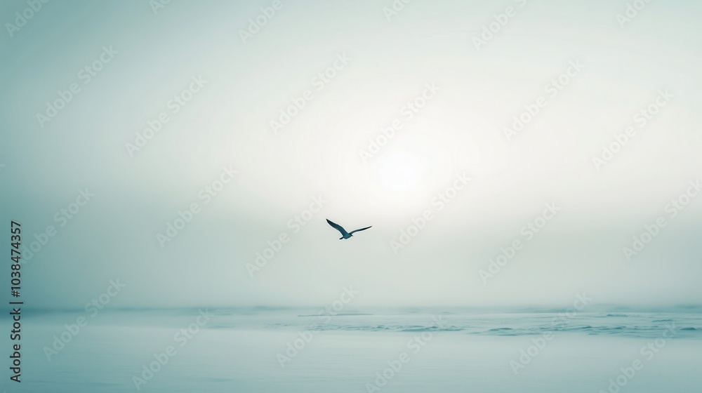 Fototapeta premium Vogel über schneebedeckter Landschaft