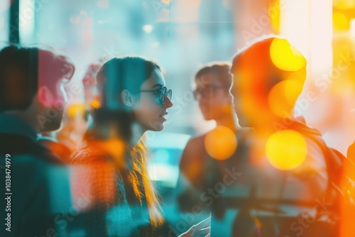 Gespräch in urbaner Umgebung bei Sonnenuntergang