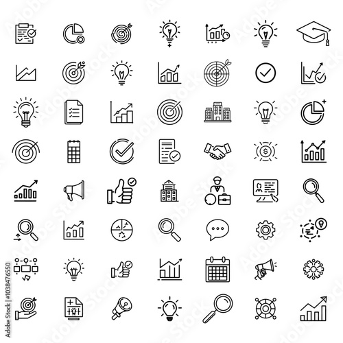 Business Analysis - Thin line vector icon set. Pixel perfect. Editable stroke. For Mobile and Web. The set contains icons: 