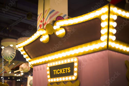 Ticket Booth with 'Tickets' Sign