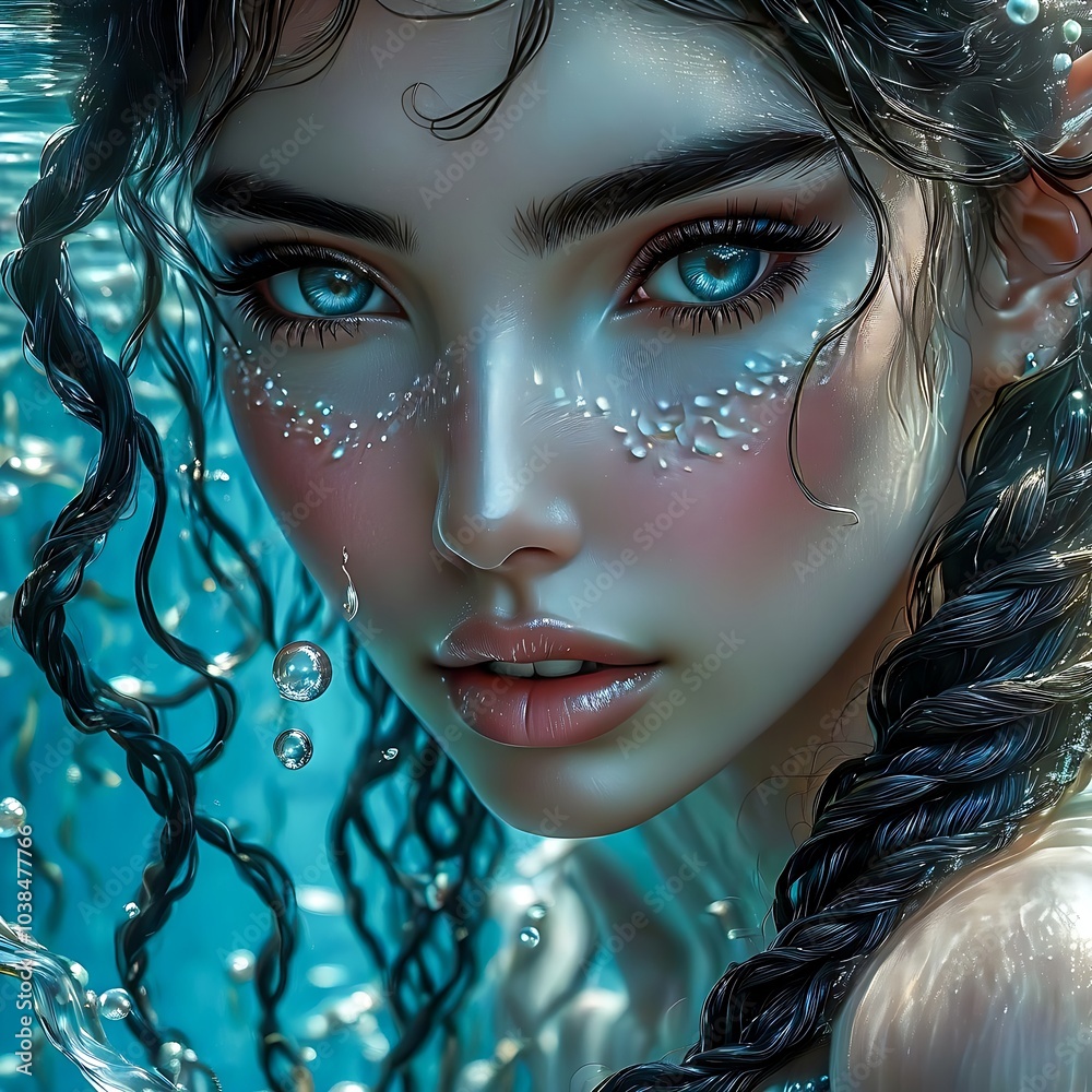 portrait of a water elf black hair portrait of a water elf black hair