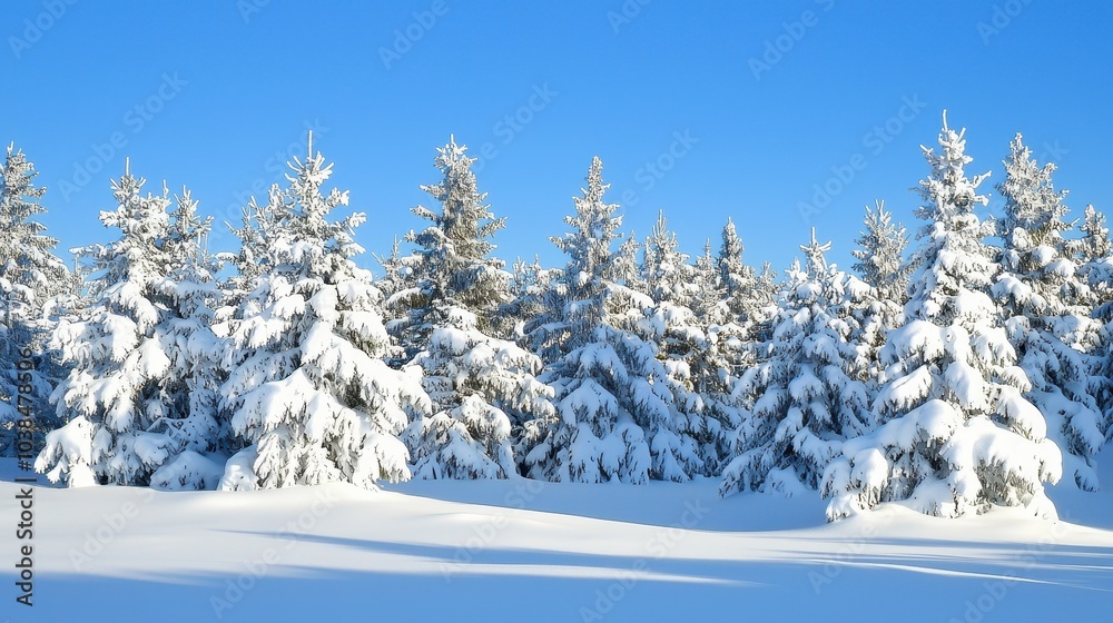 Snowy Winter Landscape with Pine Trees Snowy Winter Landscape with Pine Trees