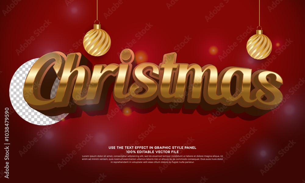 Naklejka premium Vector 3d text effect christmas with red color background