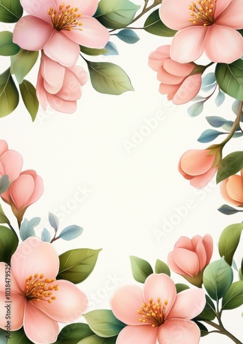 Watercolor aesthetic floral arrangement with soft pink flowers, ideal for invitations and greeting cards.