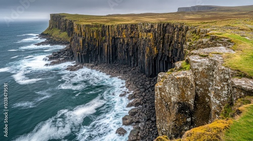 Dramatic Coastal Cliffs Overlooking Choppy Sea