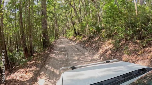 4WD off road driving, sandy dirt track road, K'gari Fraser Island photo