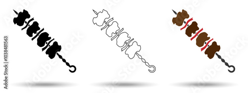 Kebab icon. Kebab icon on a white background, isolated. The icon has three uses in applications and websites. Vector illustration. Kebab icon on a white background.