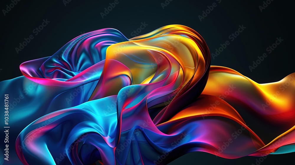 Obraz premium Colorful abstract fabric twist forming a dynamic and flowing design