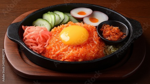 Freshly cooked economic rice with affordable side dishes, photo